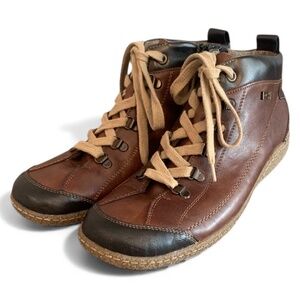 Remonte Tex Brown Leather Zipper Ankle Boots Liv 79 Lace-Up Bootie Shoes EU 40